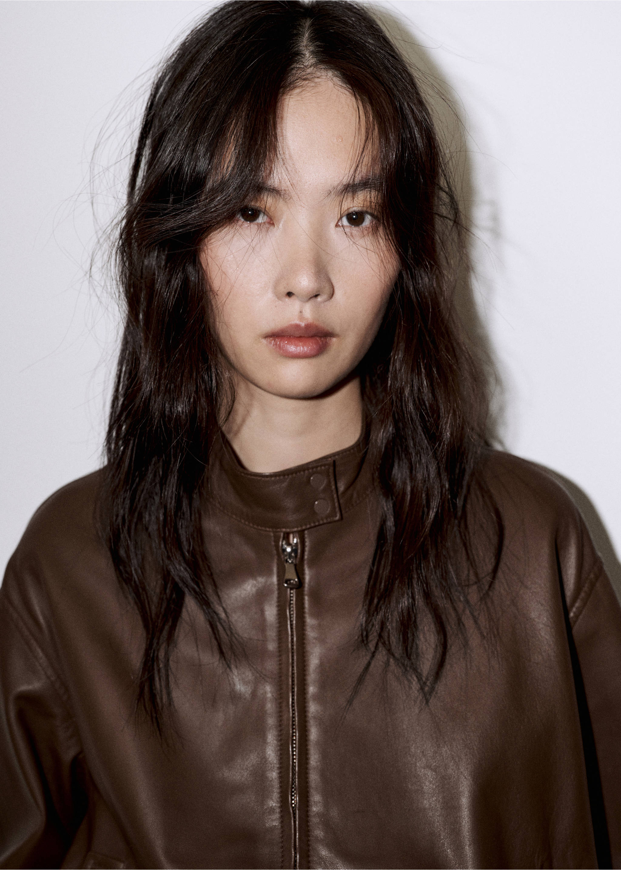 Leather zipper jacket - Details of the article 1, Brown. Ref: 37056348-01.