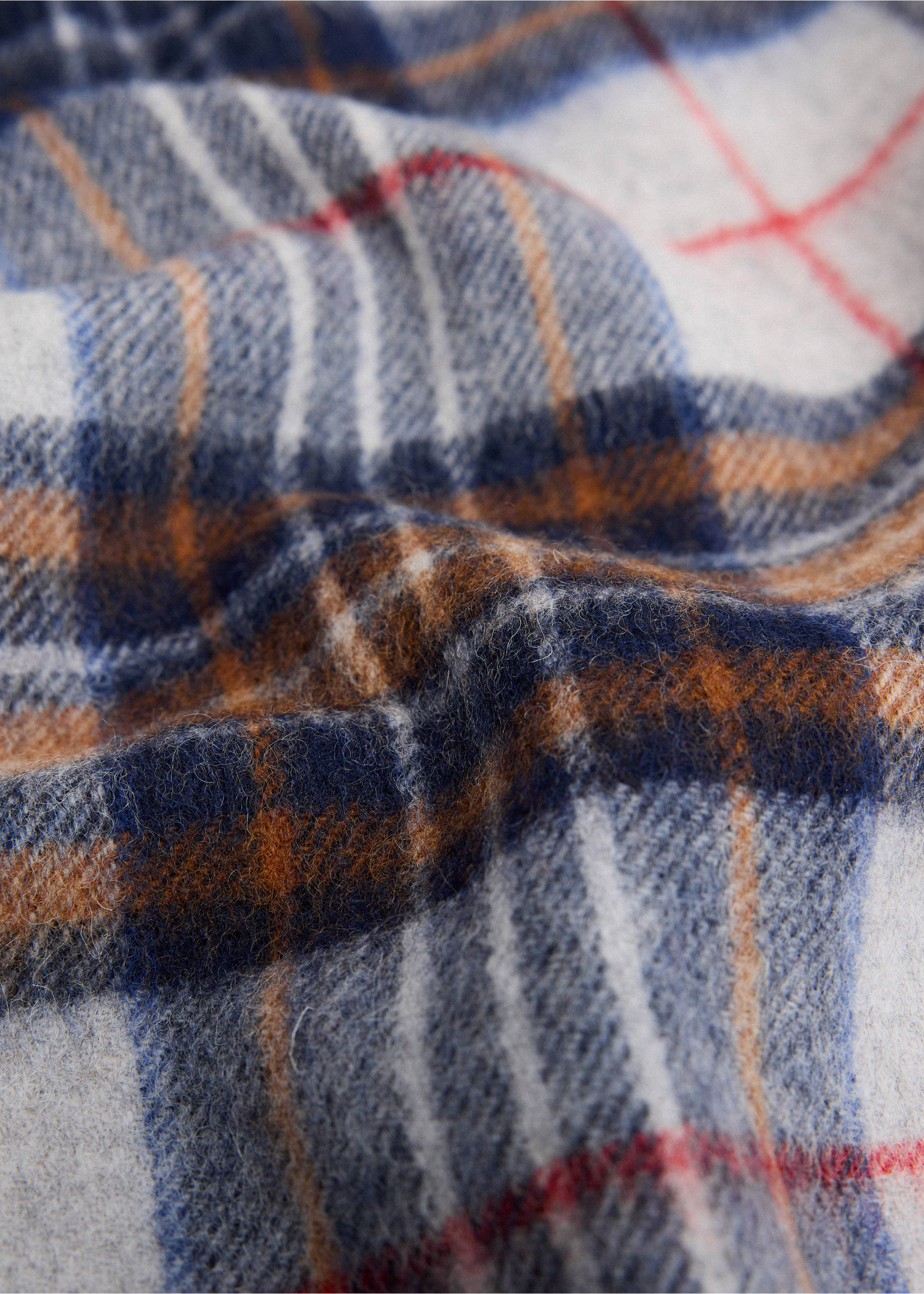 Woollen check scarf - Details of the article 1, Grey. Ref: 37056350-00.