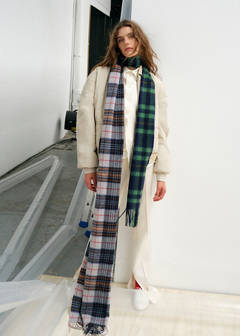 Woollen check scarf — Grey 5