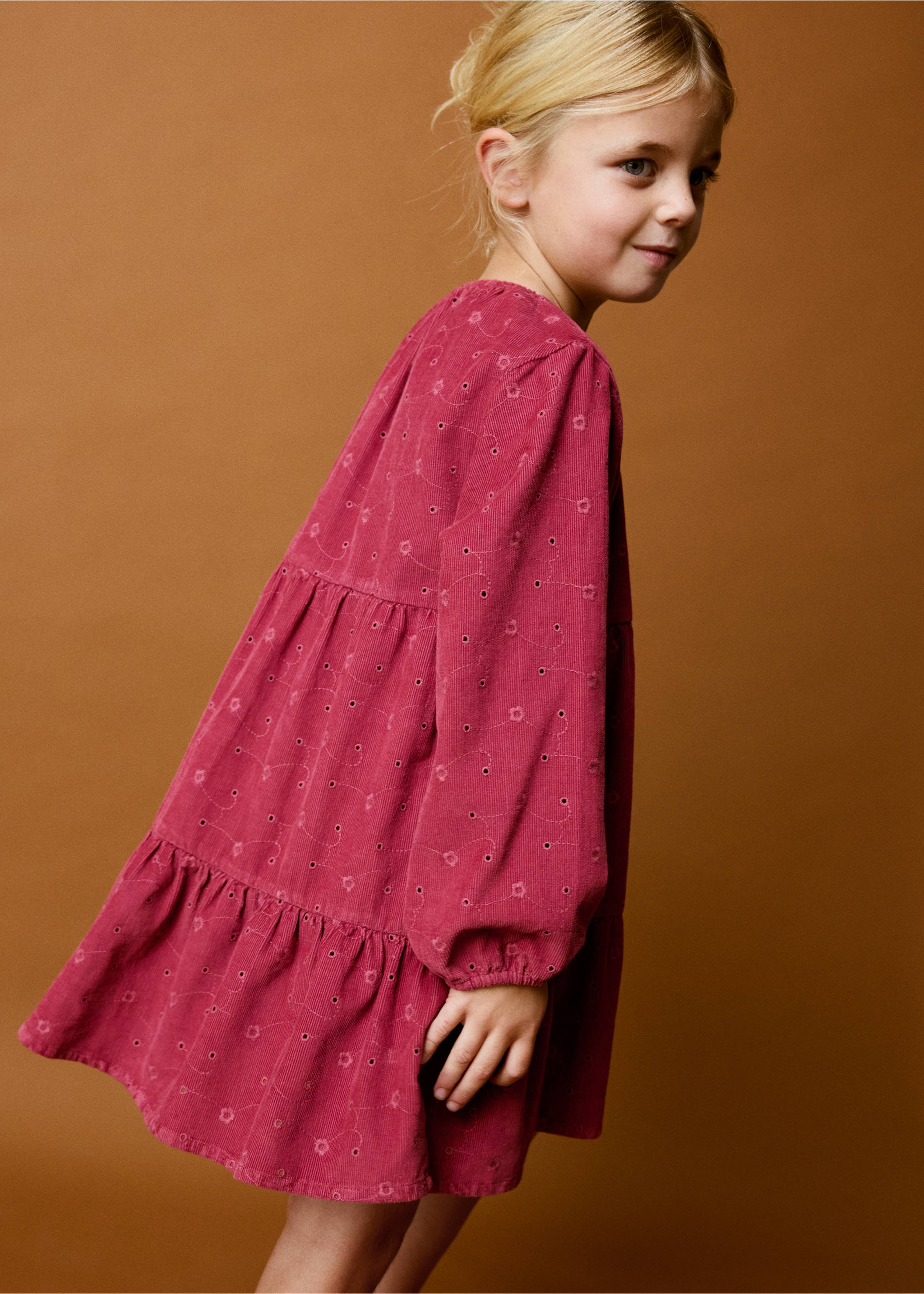 Ruched floral dress - رؤية عامة, أحمر. Ref: 37056351-00.