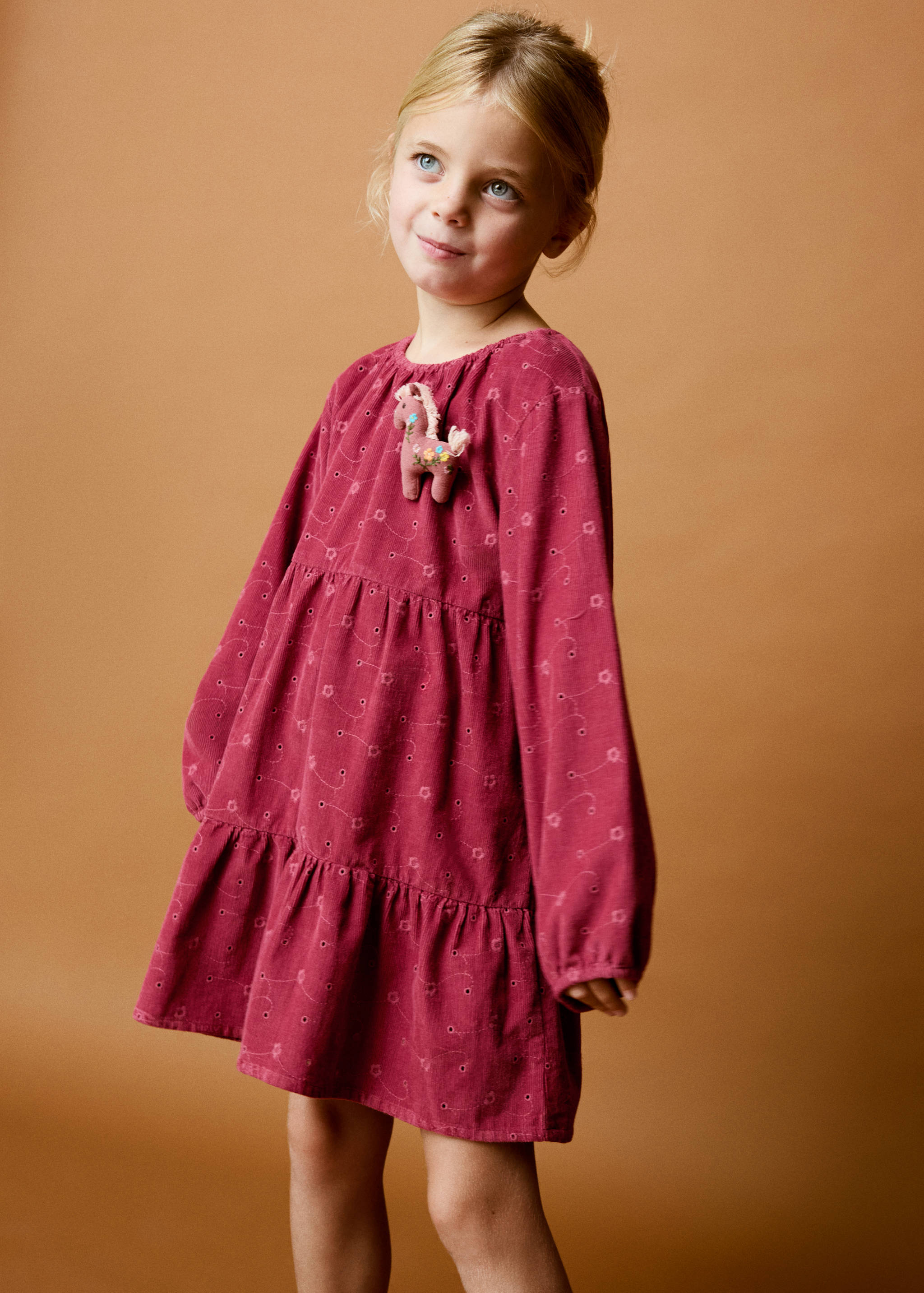Vestido floral fruncidos - Plano medio