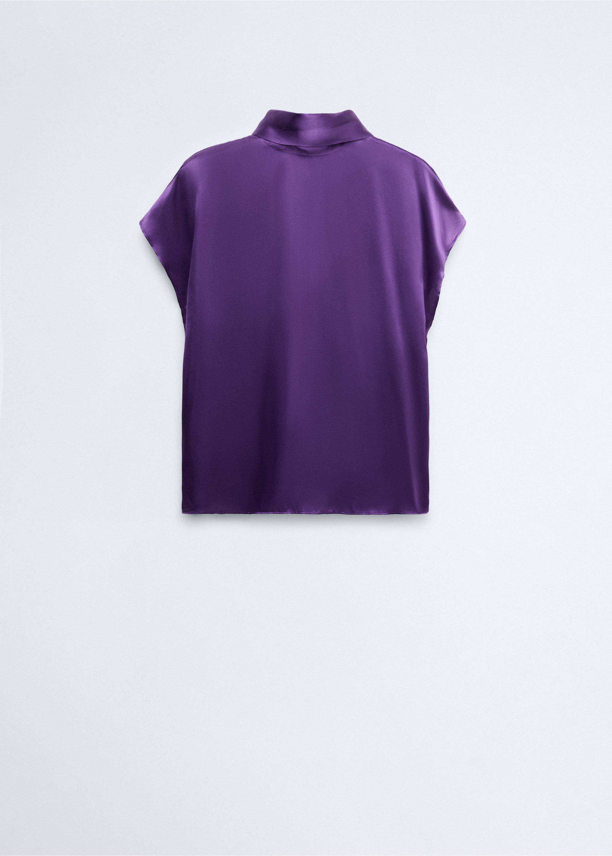 100% silk blouse with a tie-neck - Article without model, Violet. Ref: 37056353-00.