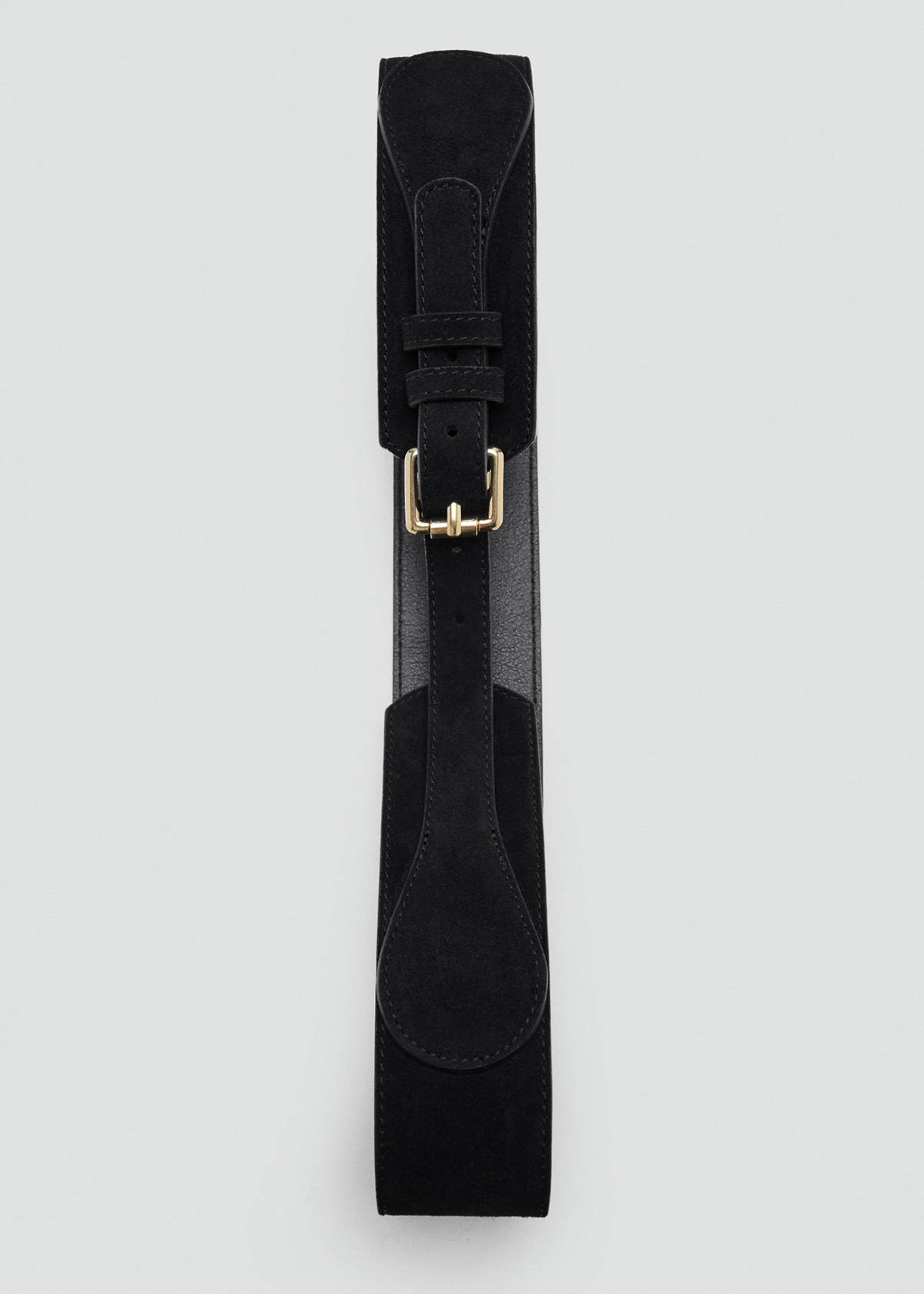 Wide wide faux-suede belt with metal buckle — Black