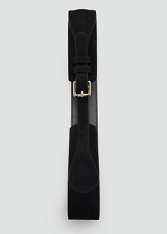 Wide wide faux-suede belt with metal buckle — Black 4