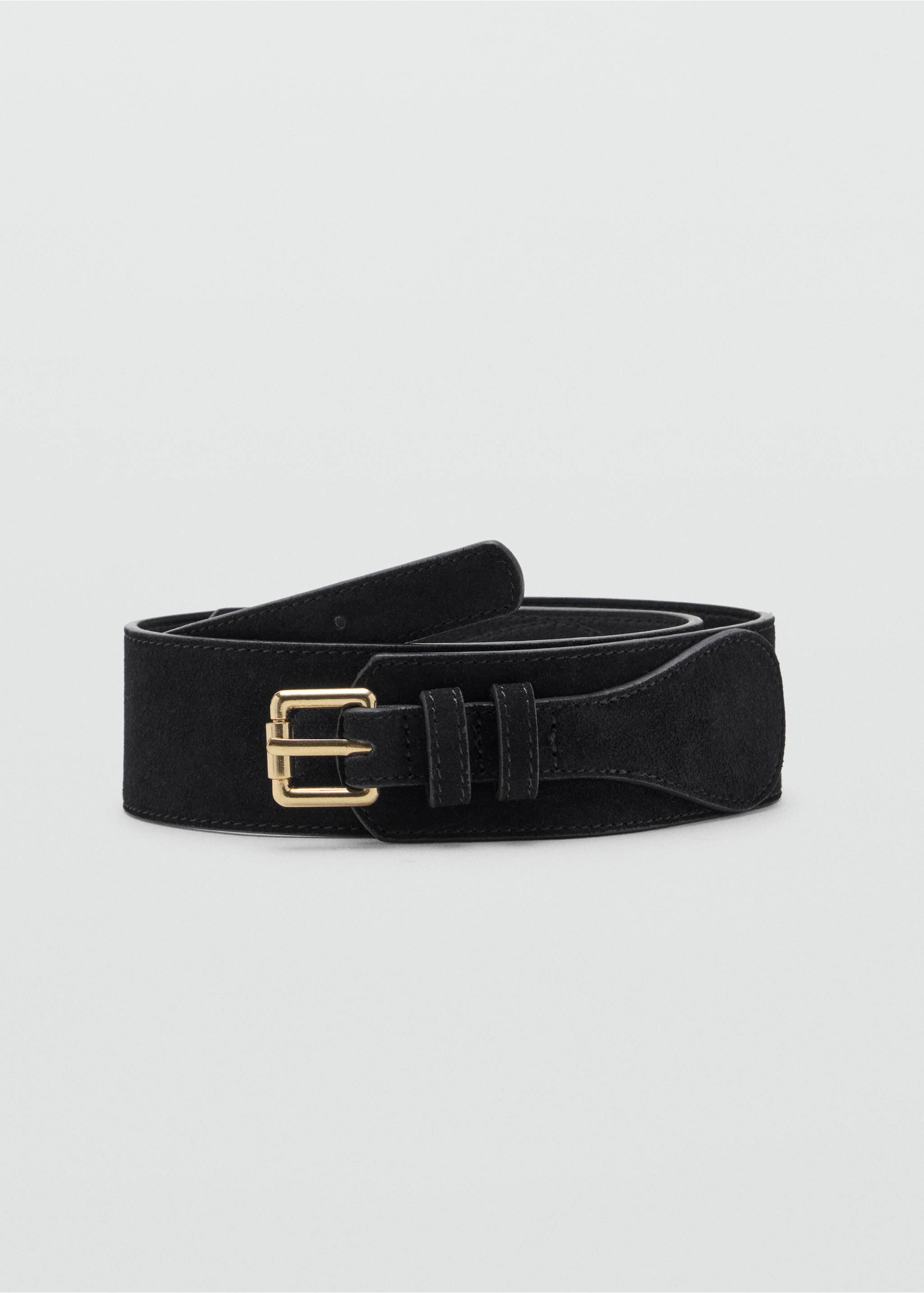 Wide wide faux-suede belt with metal buckle - Article without model, Black. Ref: 37056354-00.