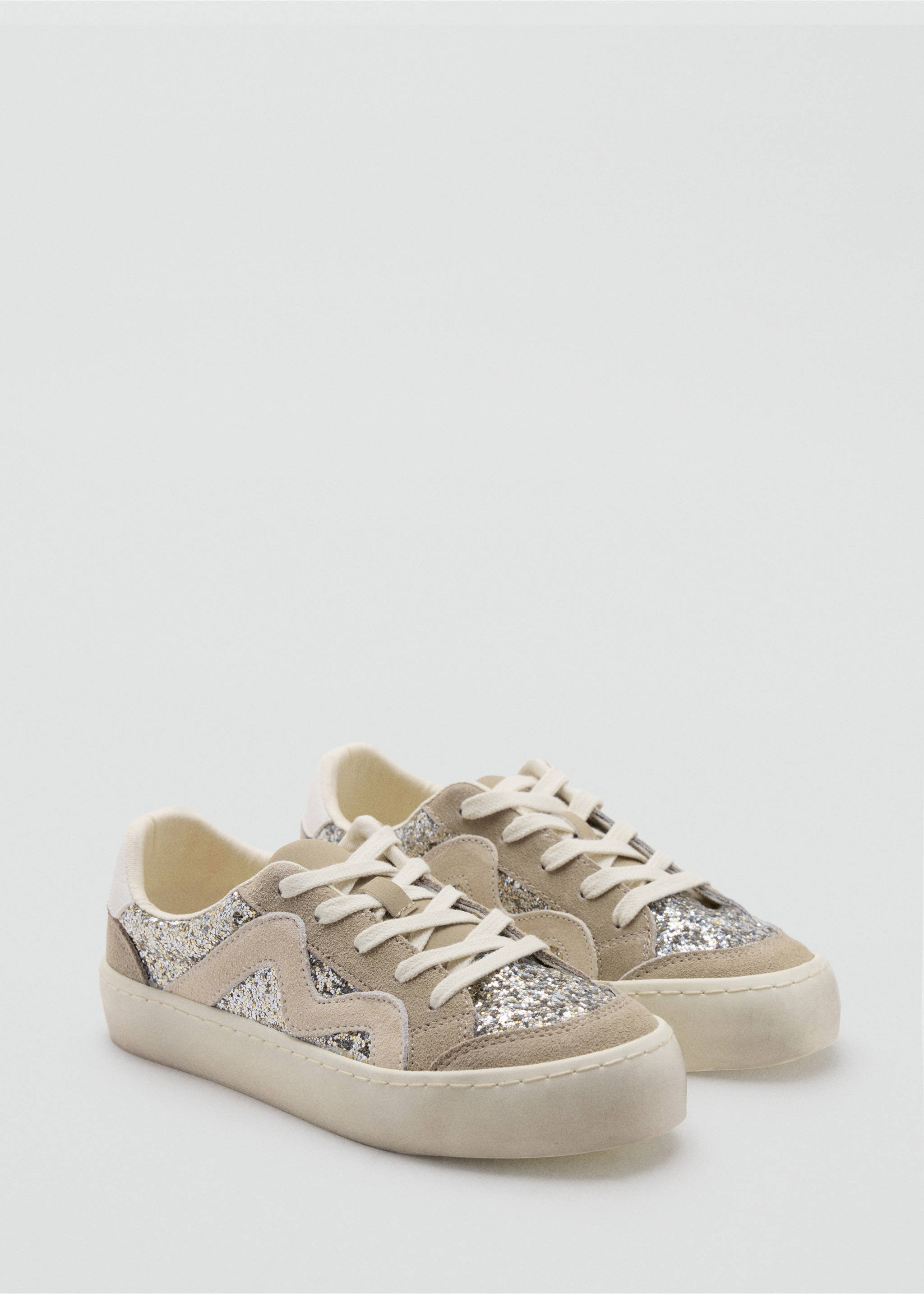 Combined leather trainers - Medium plane, Sand. Ref: 37056357-00.