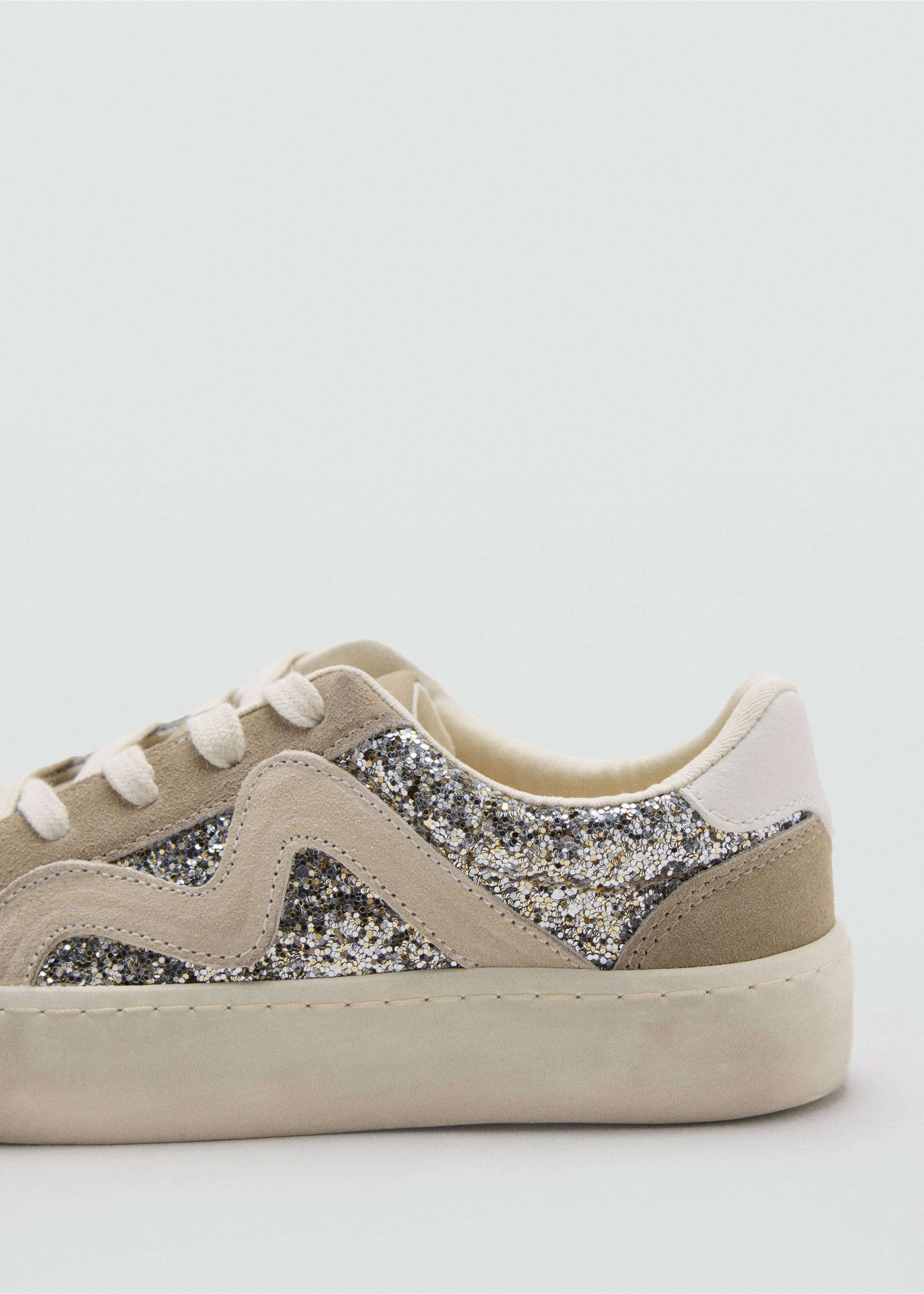 Combined leather trainers - Details of the article 1, Sand. Ref: 37056357-00.