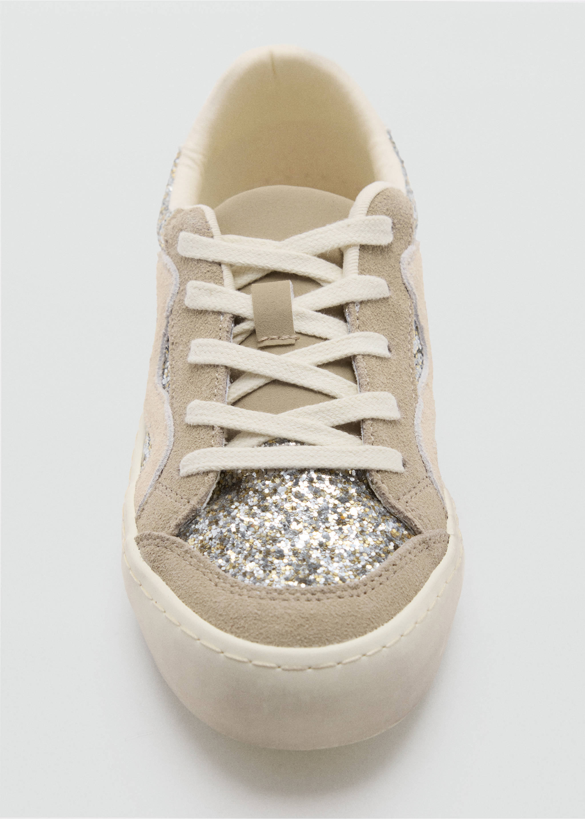 Combined leather trainers - Details of the article 2, Sand. Ref: 37056357-00.