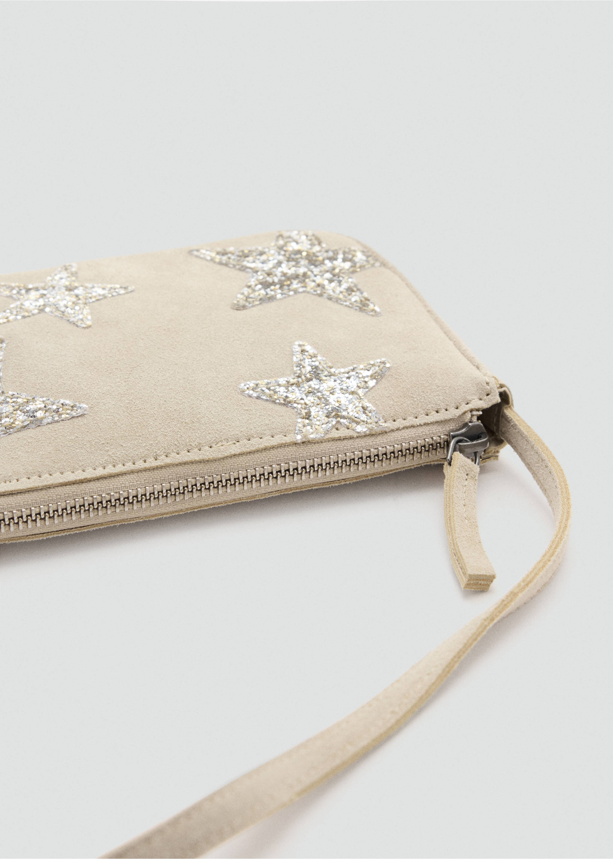 Beige mini bag with glitter star details and a zip closure., Navy. Ref: 37056361-00.