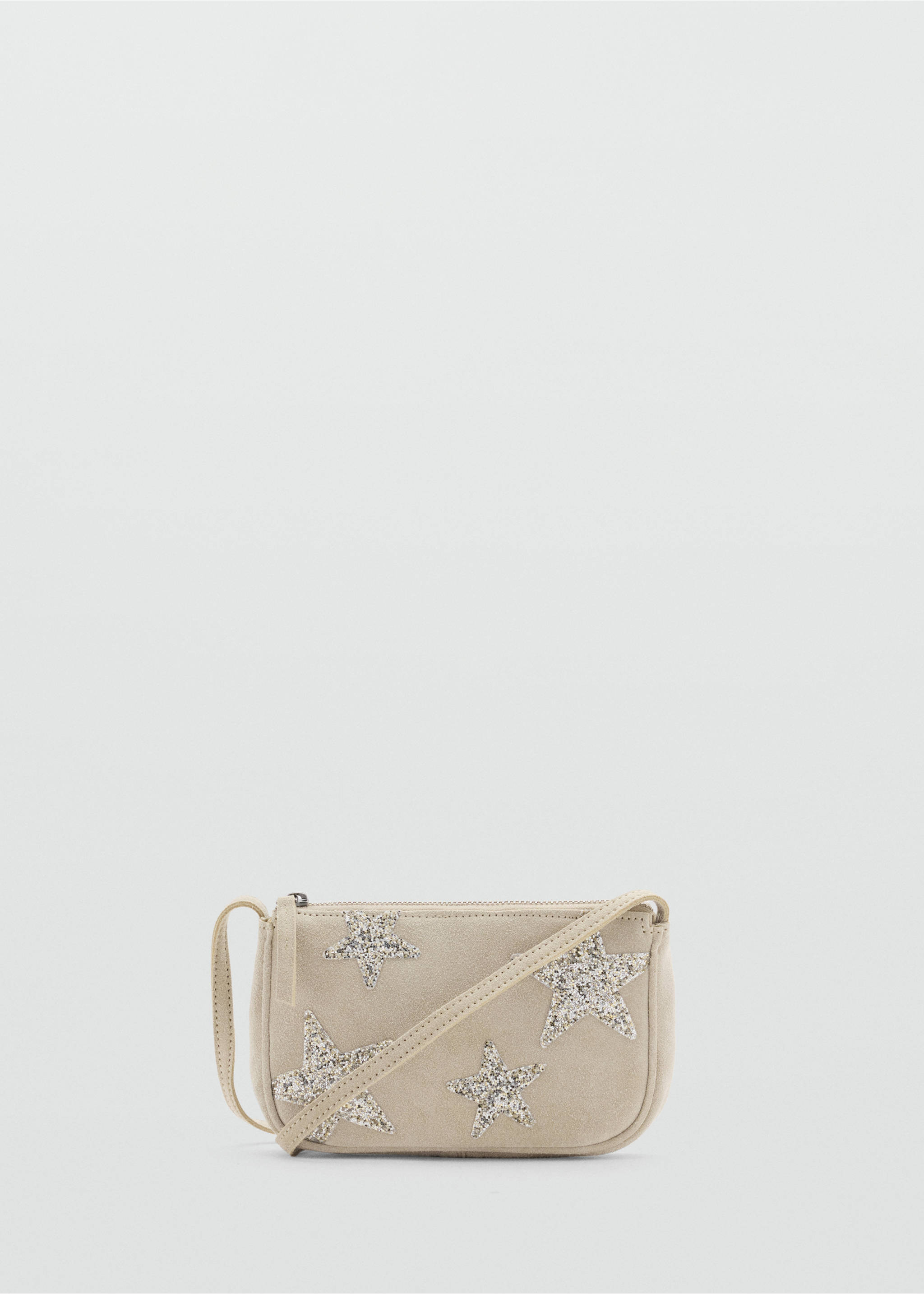 Beige mini shoulder bag with silver glitter star appliqués., Navy. Ref: 37056361-00.