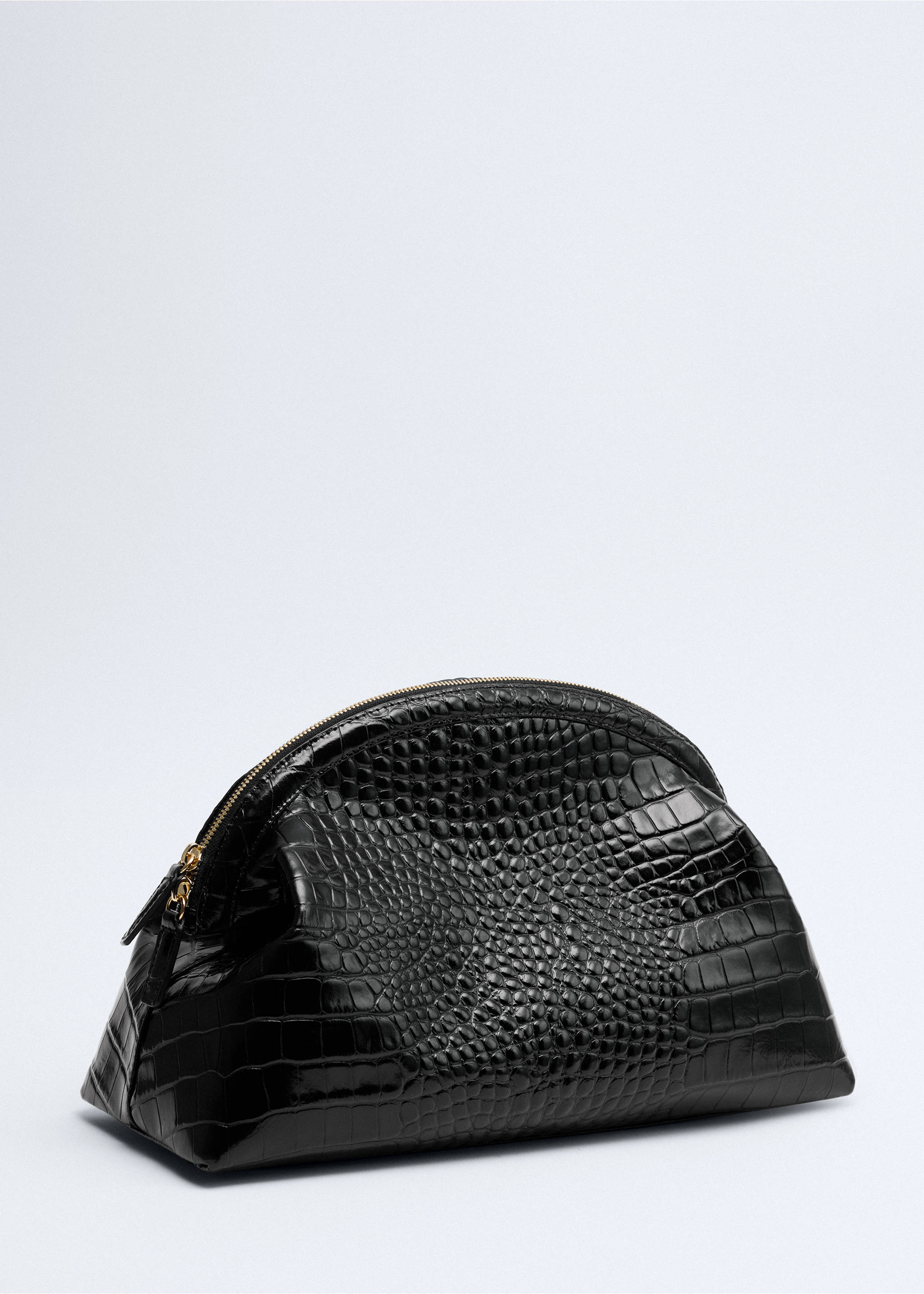Croc-effect leather clutch bag - Medium plane, Black. Ref: 37056362-00.