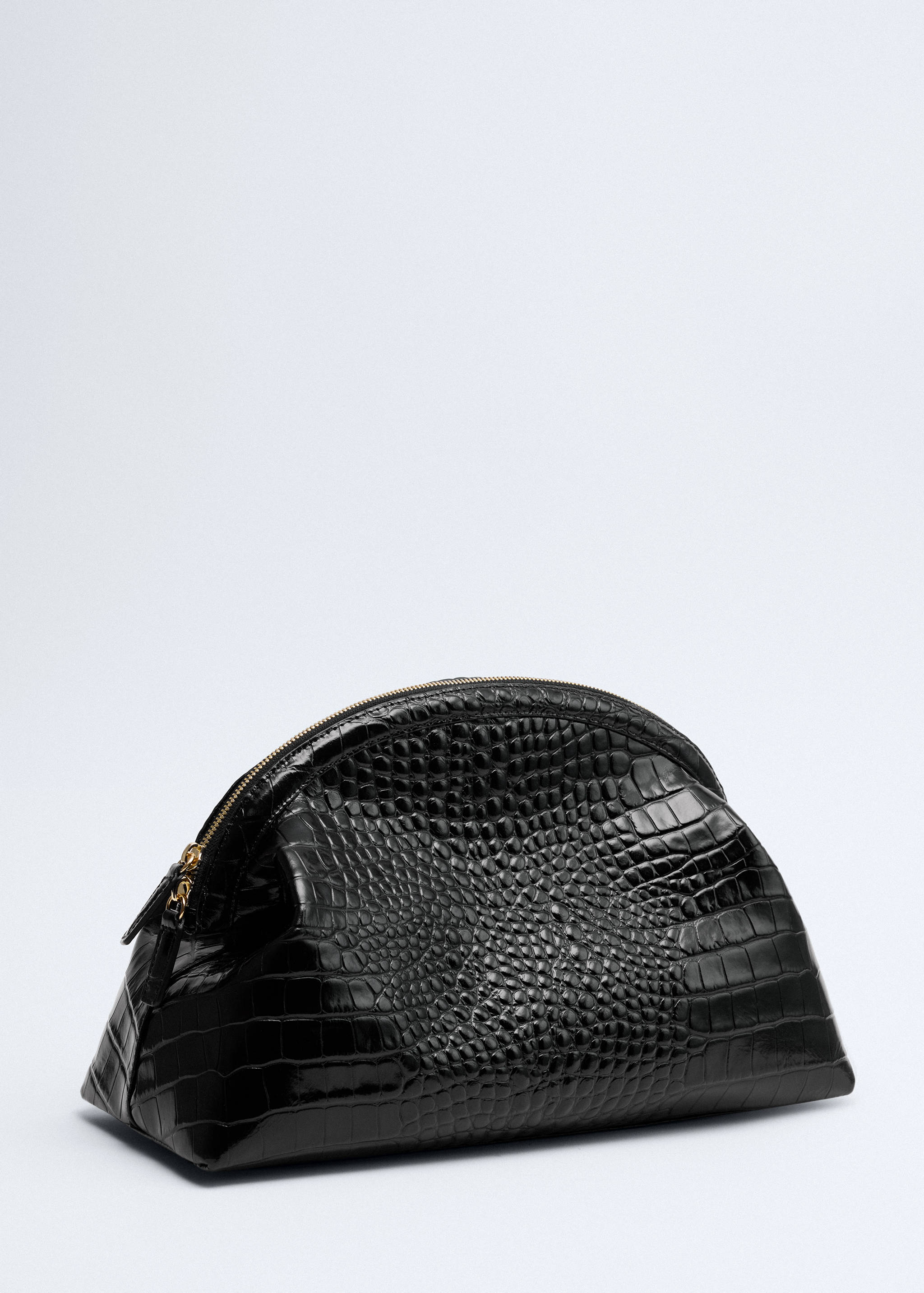 Croc-effect leather clutch bag - Medium plane