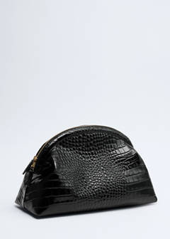 Croc-effect leather clutch bag — Black 1
