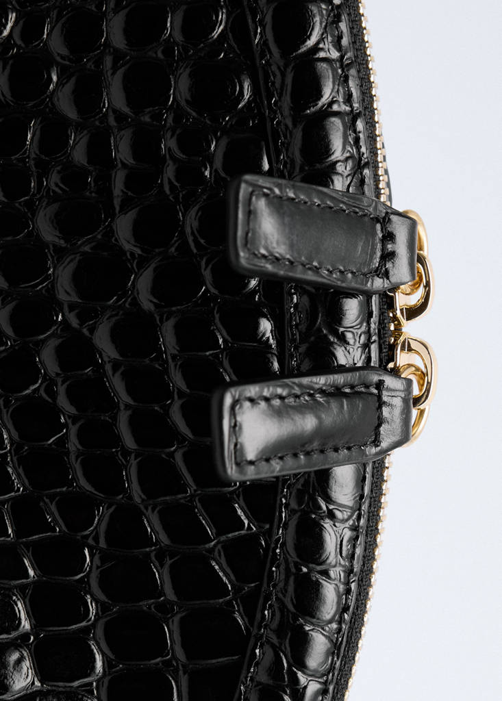 Croc-effect leather clutch bag - thumbnail 4