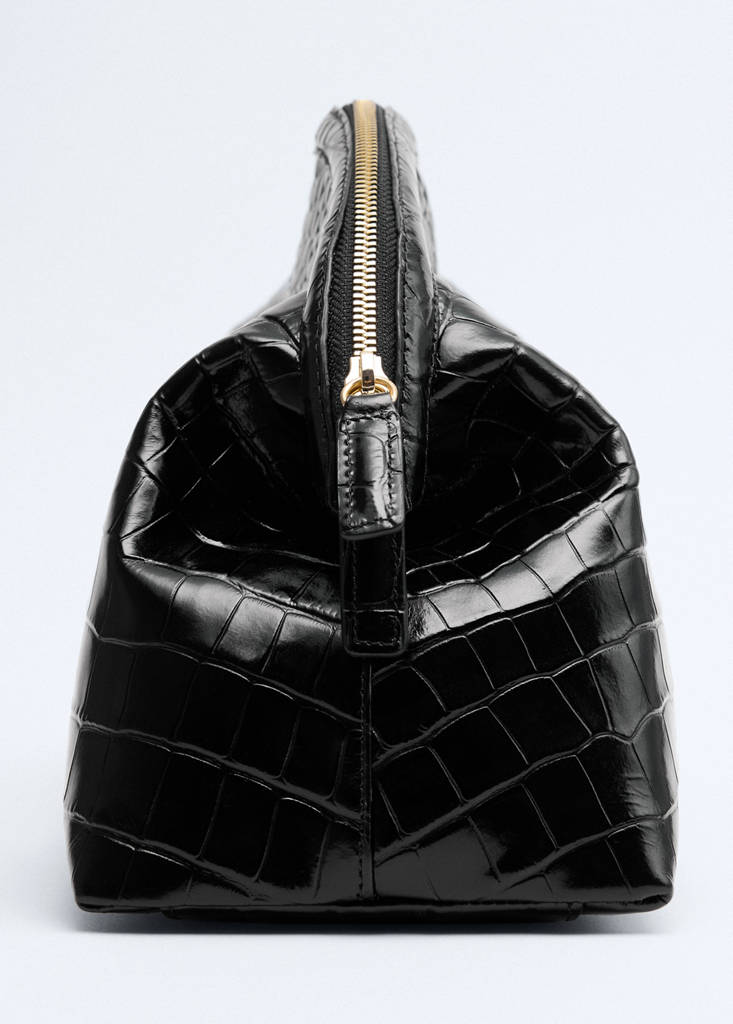 Croc-effect leather clutch bag - thumbnail 6
