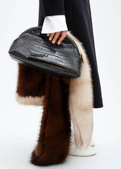 Croc-effect leather clutch bag — Black 7