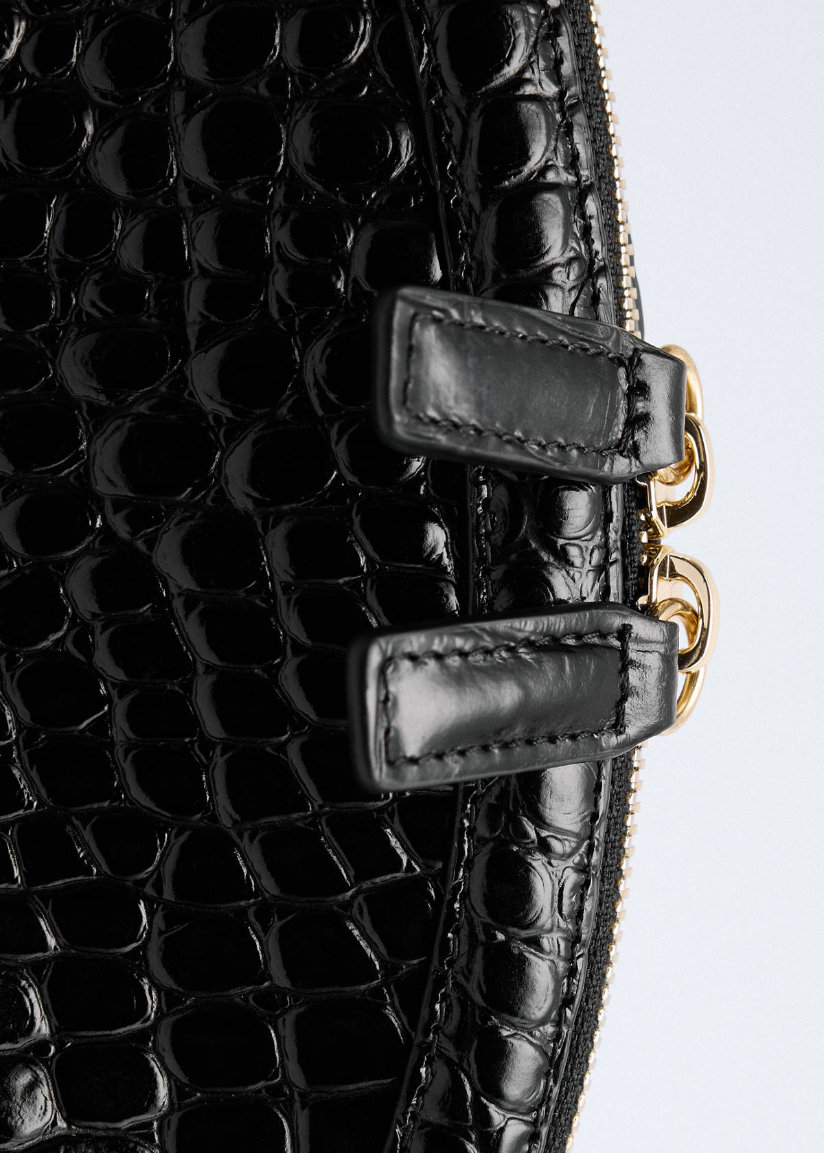 Croc-effect leather clutch bag — Black