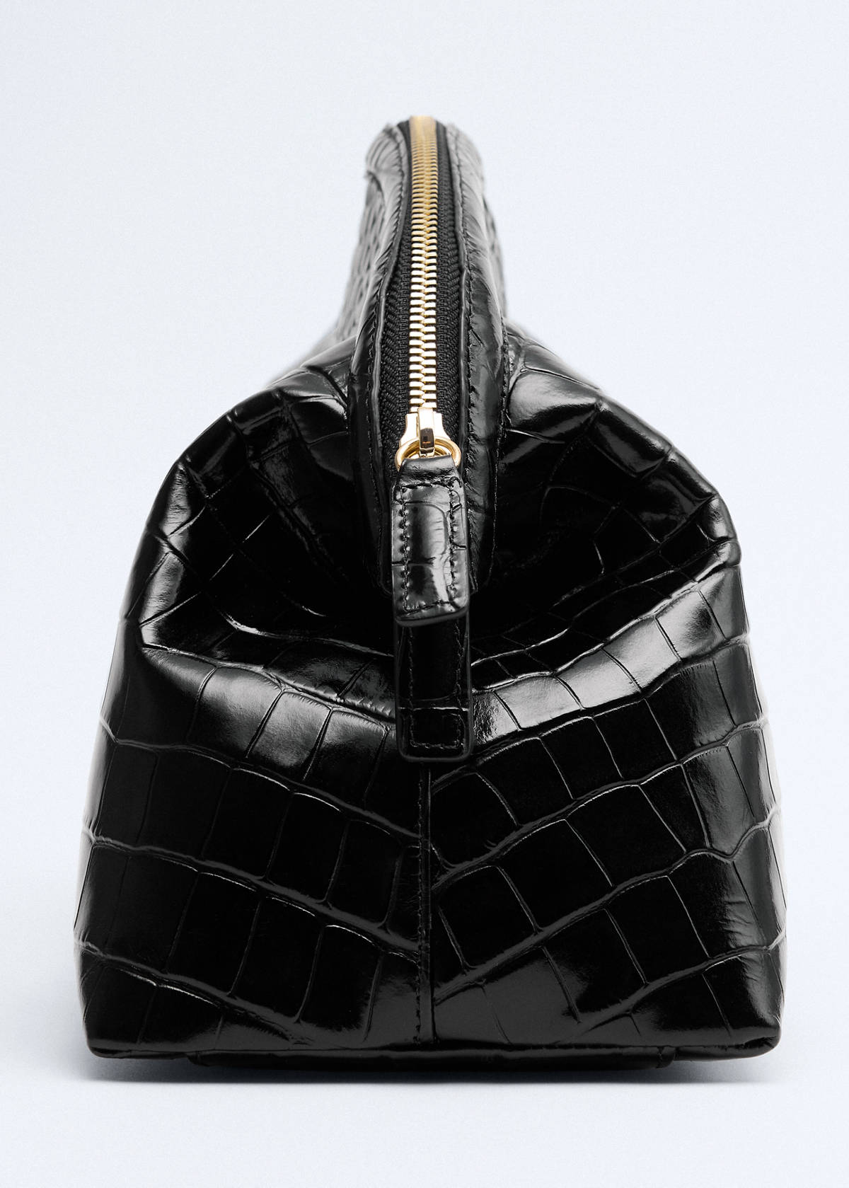 Croc-effect leather clutch bag — Black