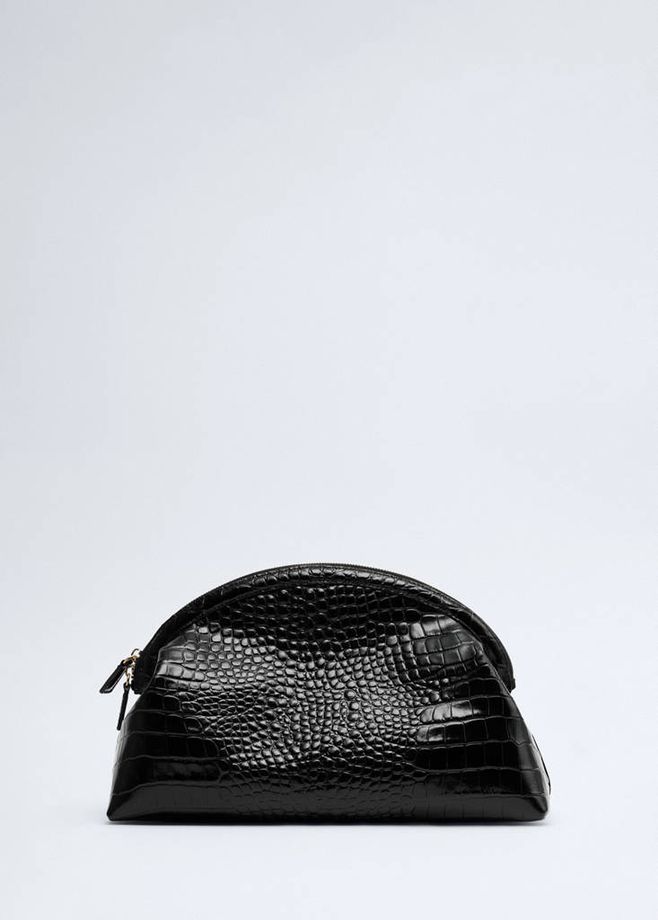 Mango Croc-effect leather clutch bag