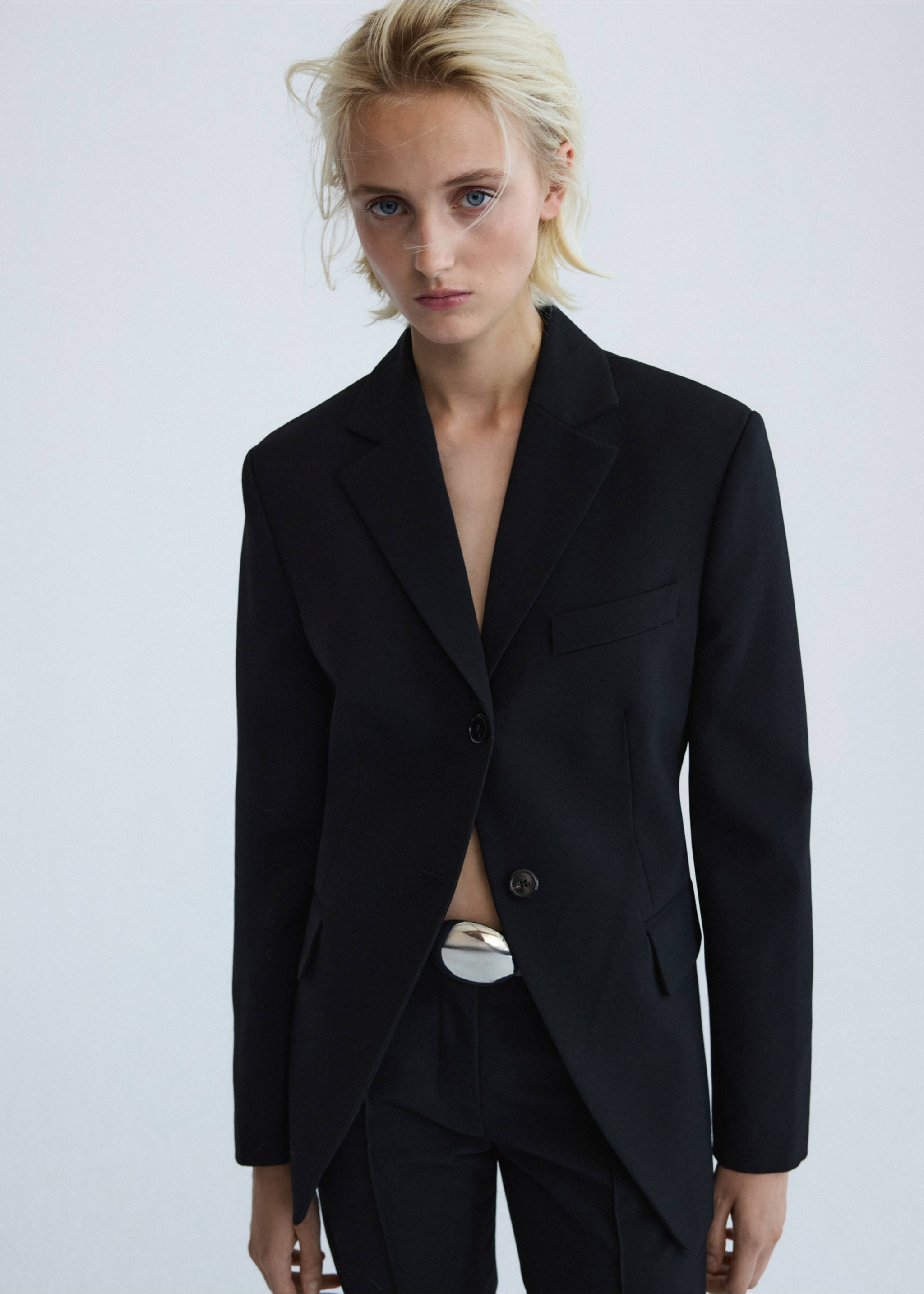 Fitted wool jacket - Medium plane, Black. Ref: 37056365-00.