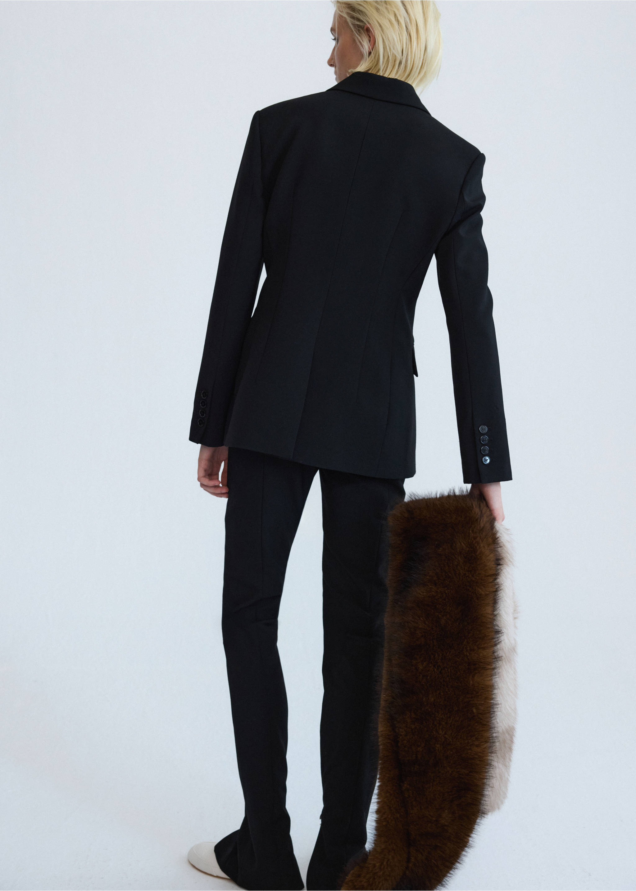 Fitted wool jacket - Reverse of the article, Black. Ref: 37056365-00.