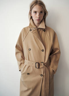 Cotton-lyocell blend trench coat with belt — Beige 1