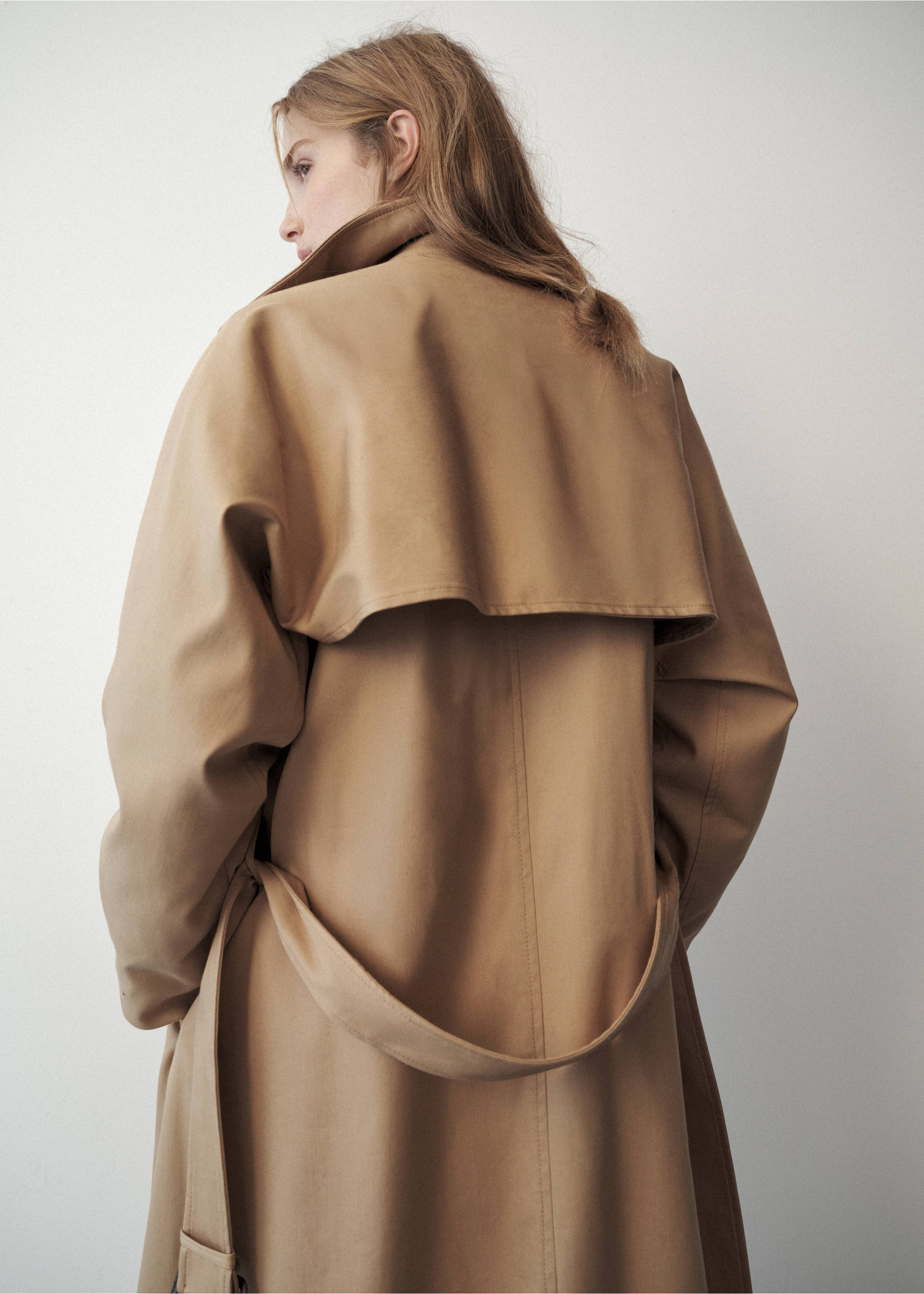Cotton trench coat with belt - Details of the article 3, Beige. Ref: 37056366-00.