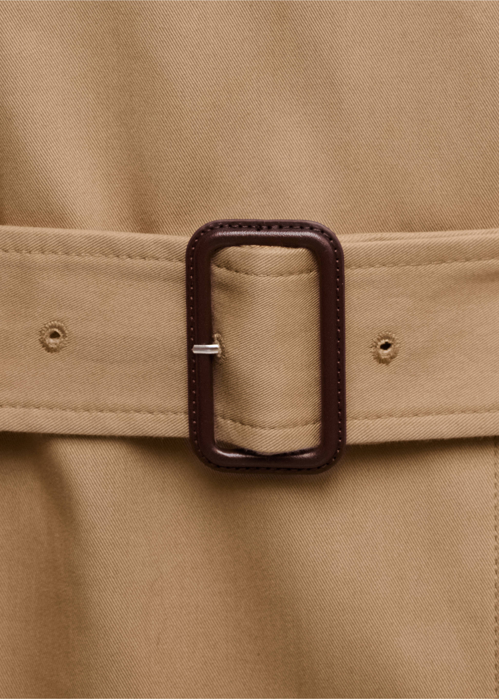 Long trench coat with belt - Details of the article 0, Beige. Ref: 37056366-00.
