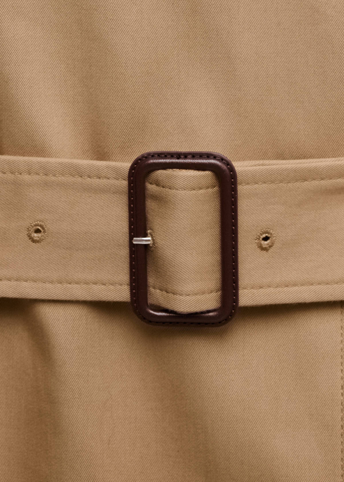 Cotton-lyocell blend trench coat with belt — Beige