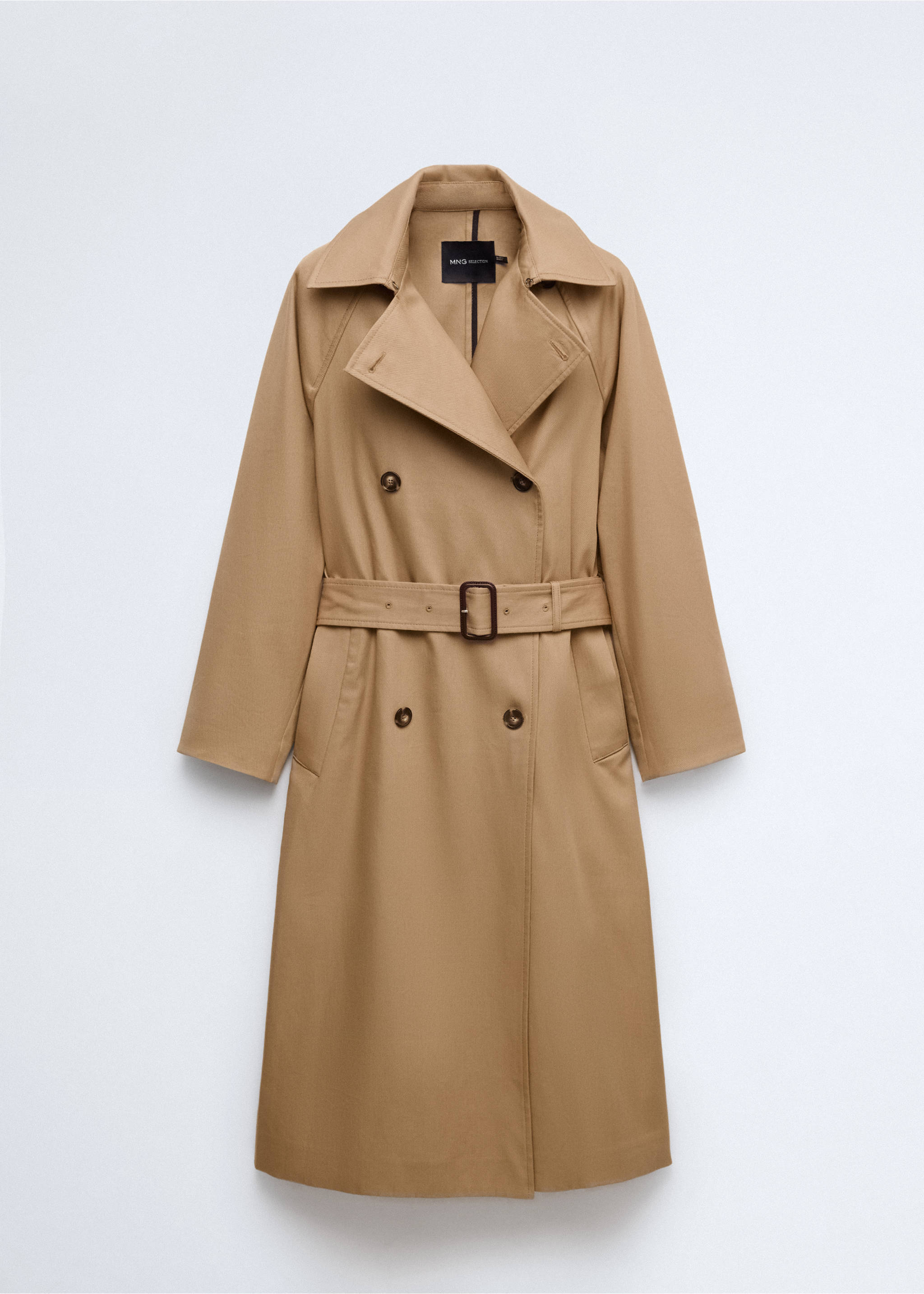 Long trench coat with belt - Article without model, Beige. Ref: 37056366-00.