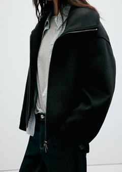 High-neck zip-up jacket — Black 1