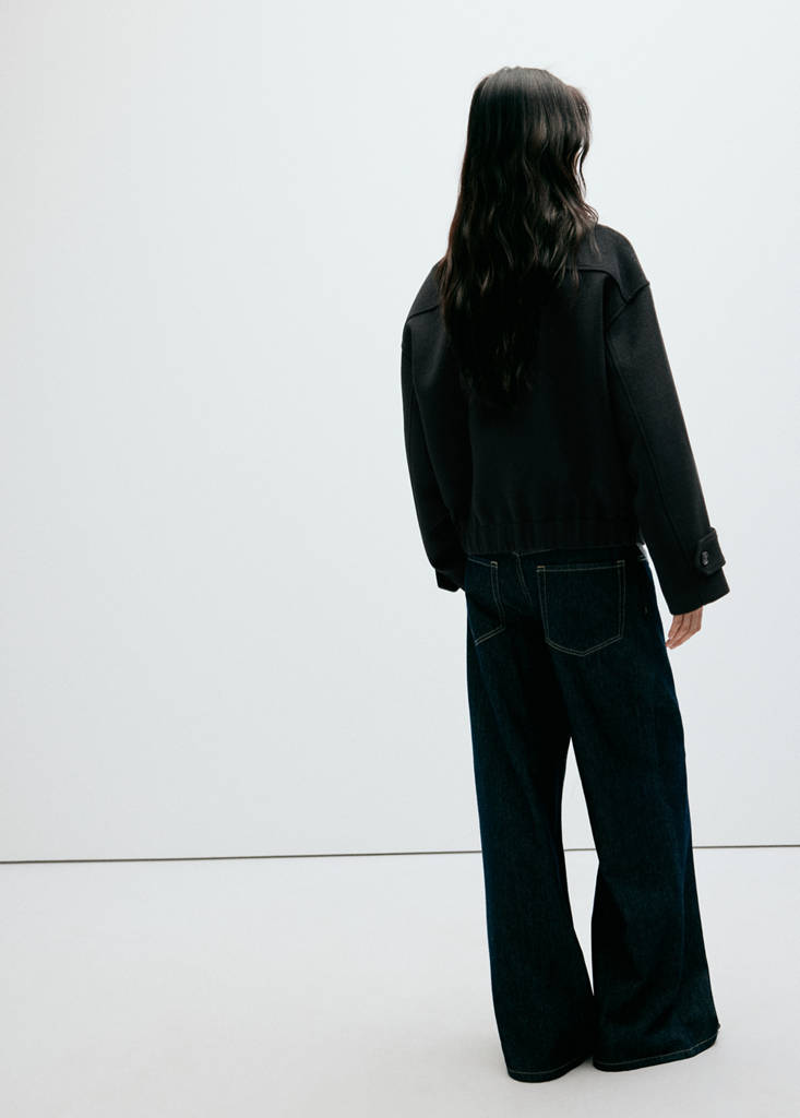 High-neck zip-up jacket — Black