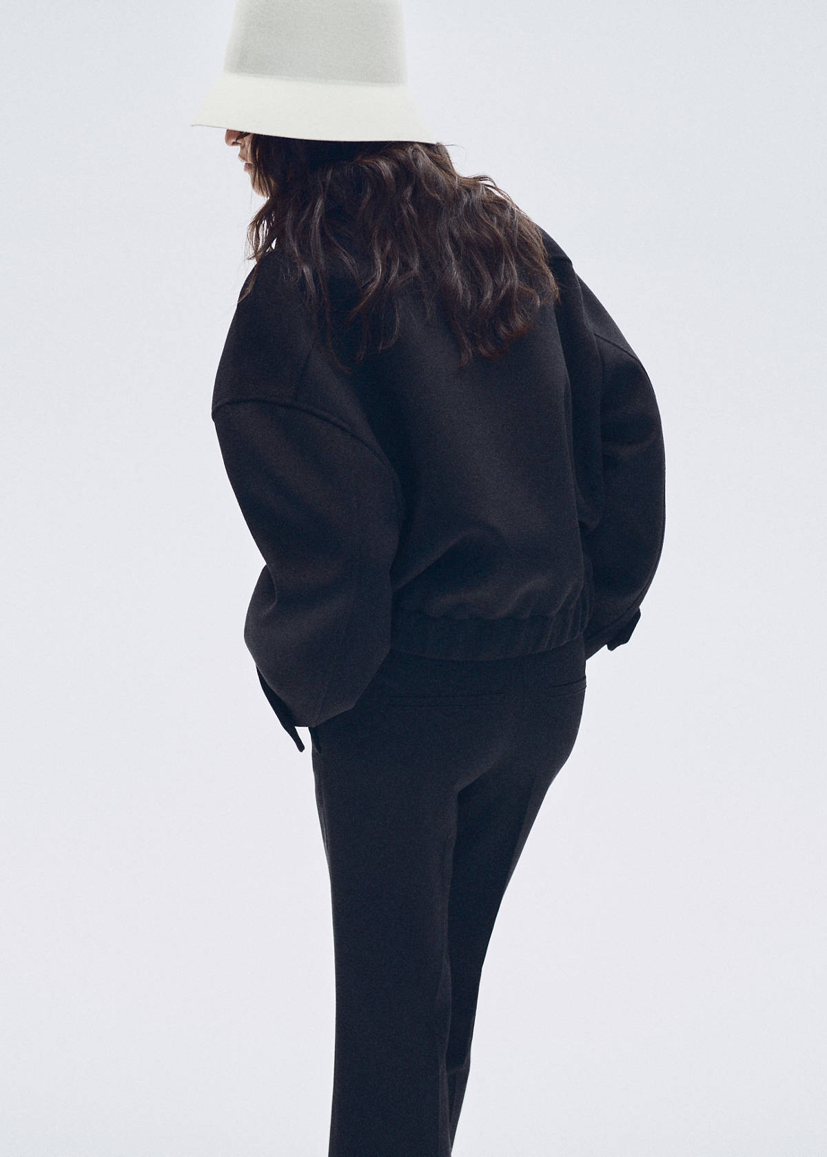 High-neck zip-up jacket — Black