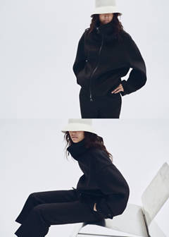 High-neck zip-up jacket — Black 12