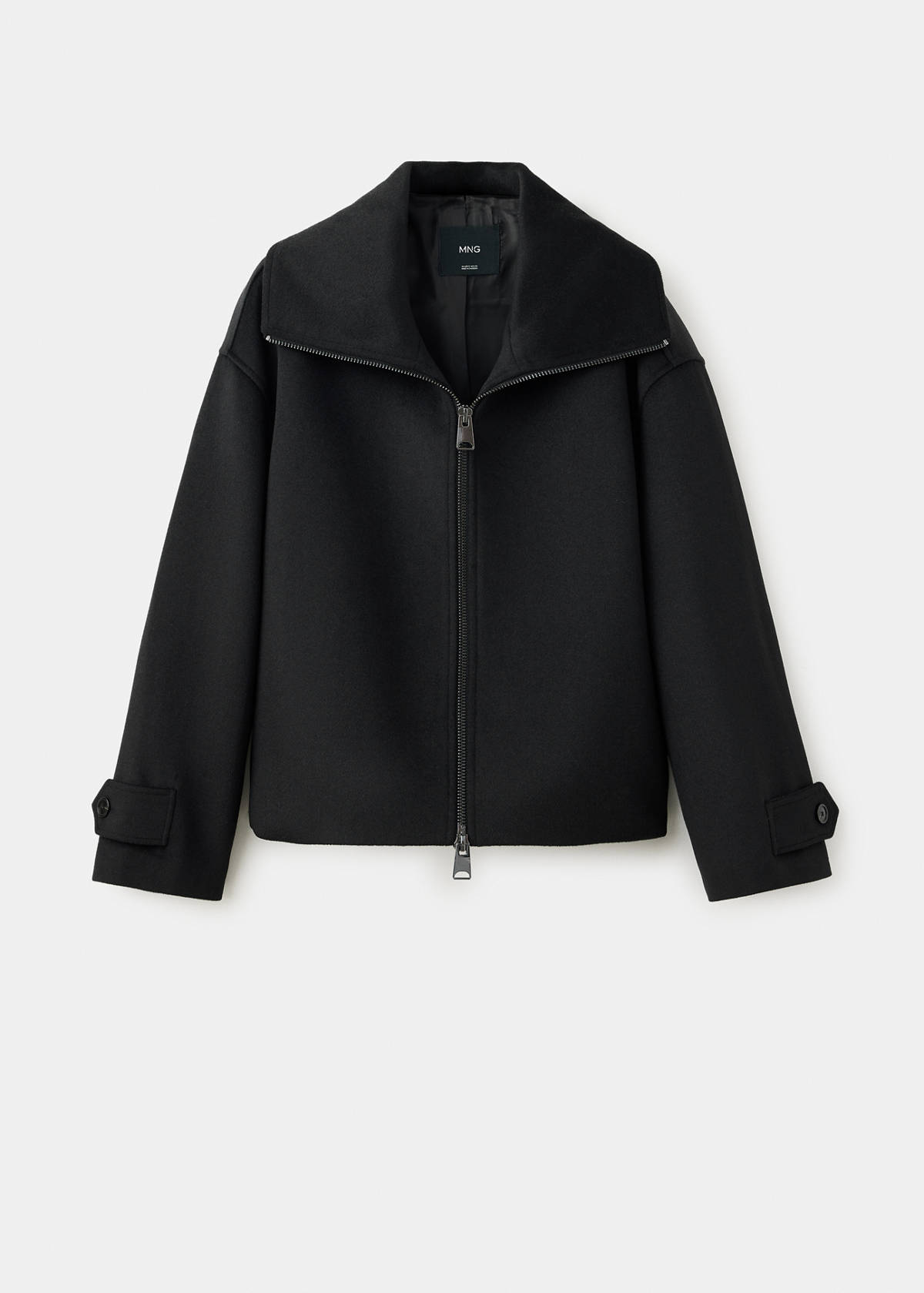 High-neck zip-up jacket — Black