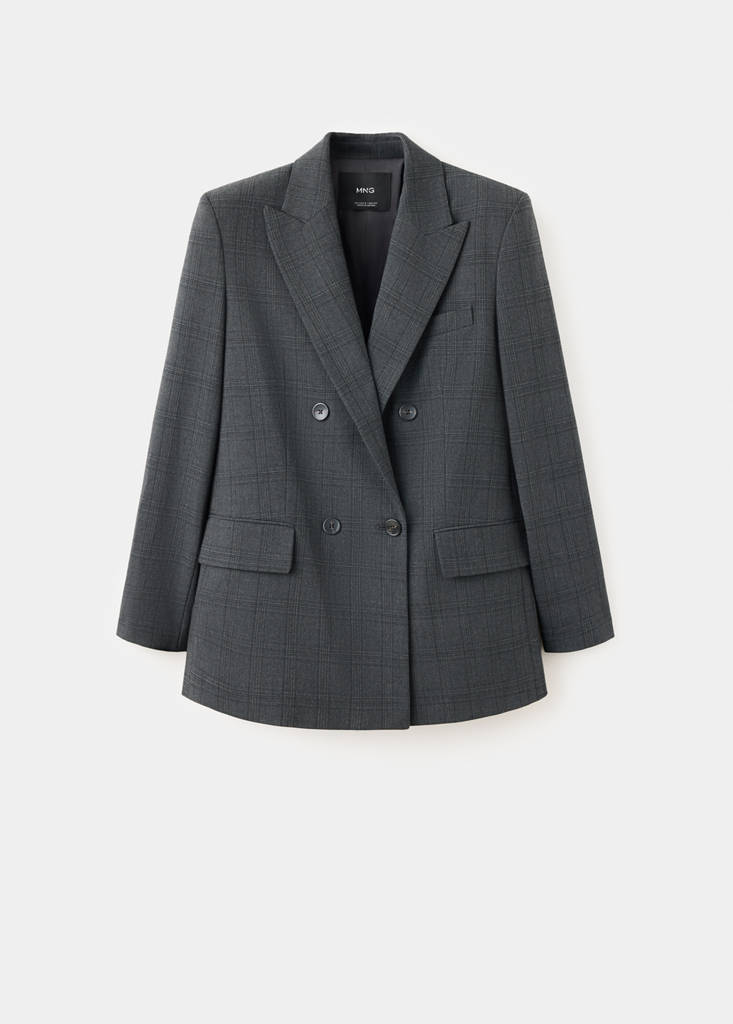 Double-breasted check suit jacket - thumbnail 4