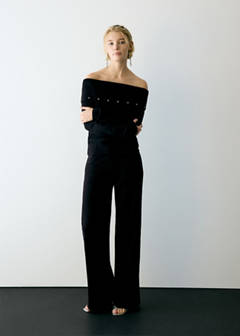Asymmetric eyelet jersey — Black 2