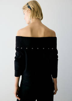 Asymmetric eyelet jersey — Black 4