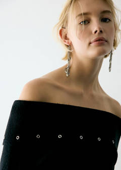 Asymmetric eyelet jersey — Black 3