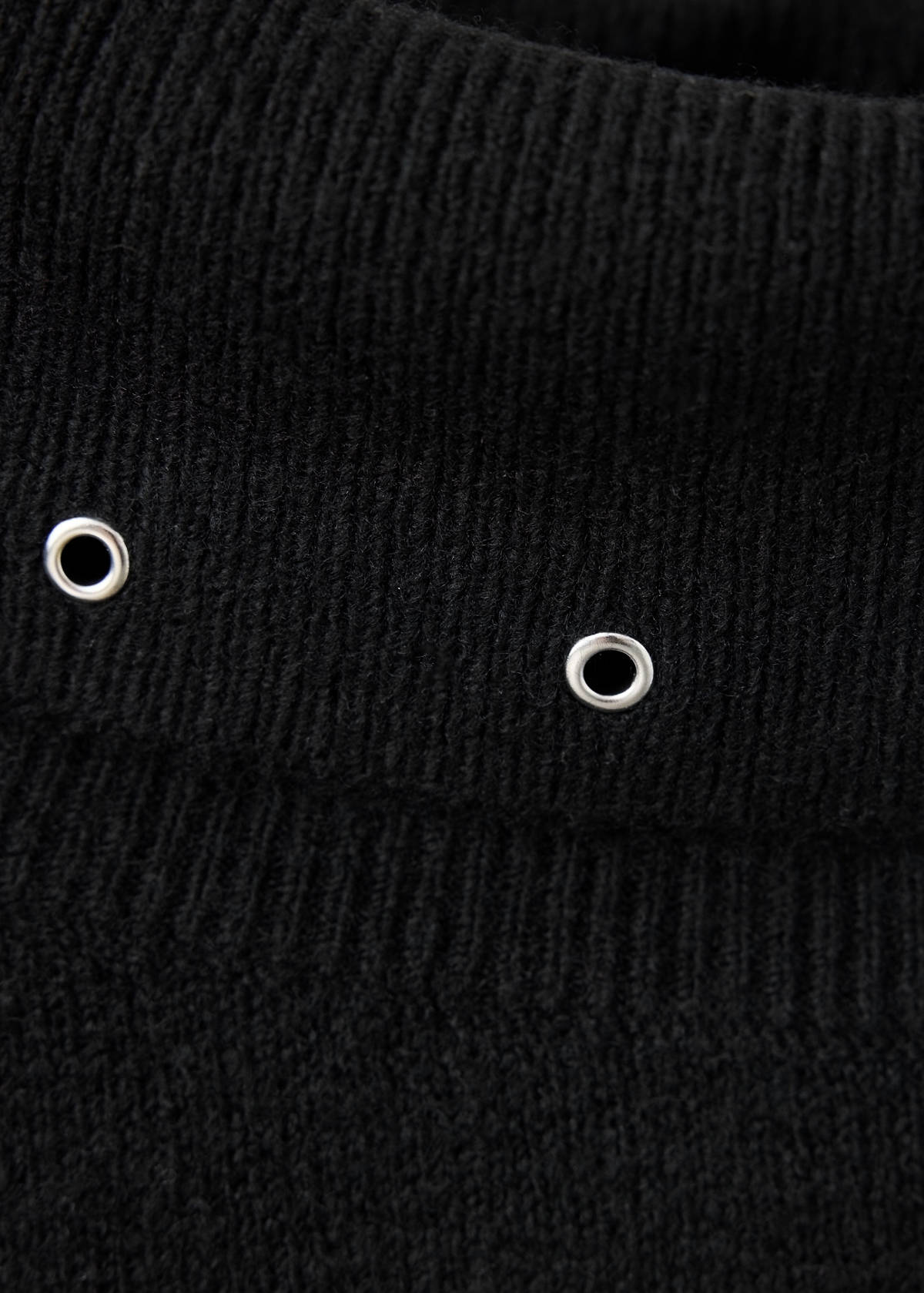 Asymmetric eyelet jersey — Black