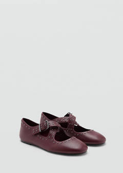 Studded leather ballet flats — Burgundy 2