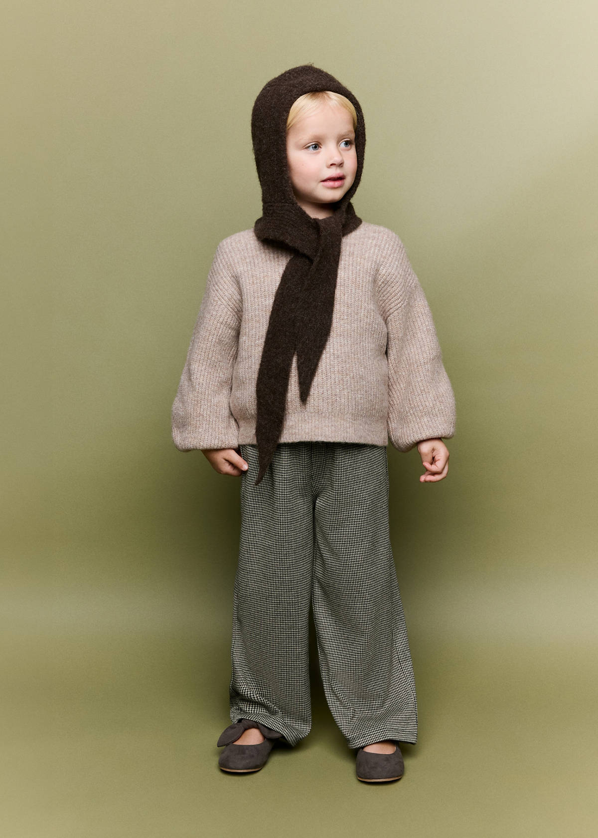 Printed straight trousers — Brown