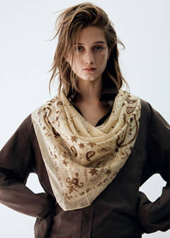 Printed scarf with lurex detail — Beige 1
