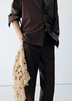 Printed scarf with lurex detail — Beige 2