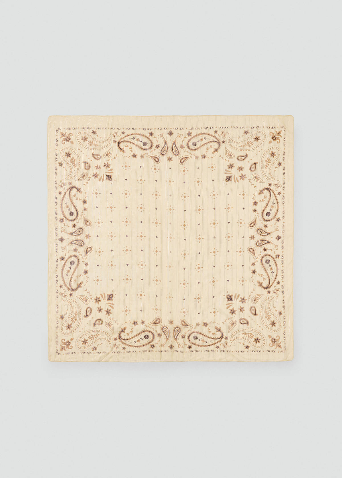 Printed scarf with lurex detail — Beige