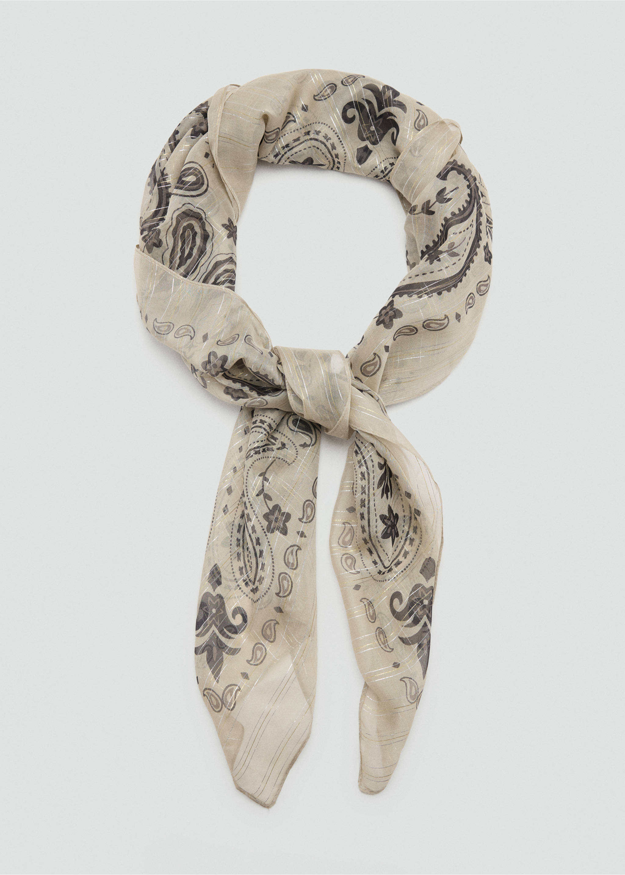 Paisley scarf with shimmer detail - Details of the article 1, Grey. Ref: 37056737-00.