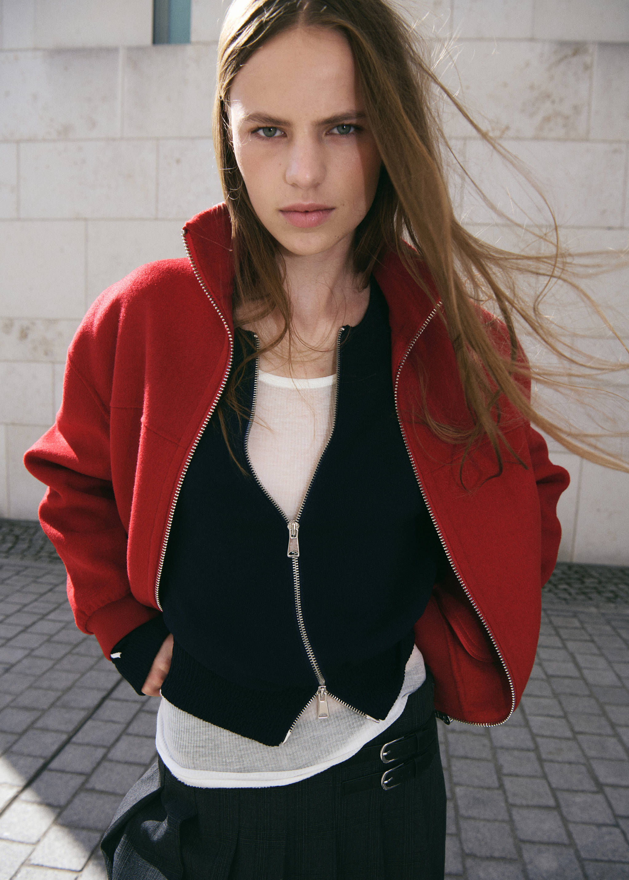 Wool-blend bomber jacket - Medium plane