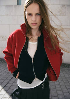 Wool-blend bomber jacket — Red 1