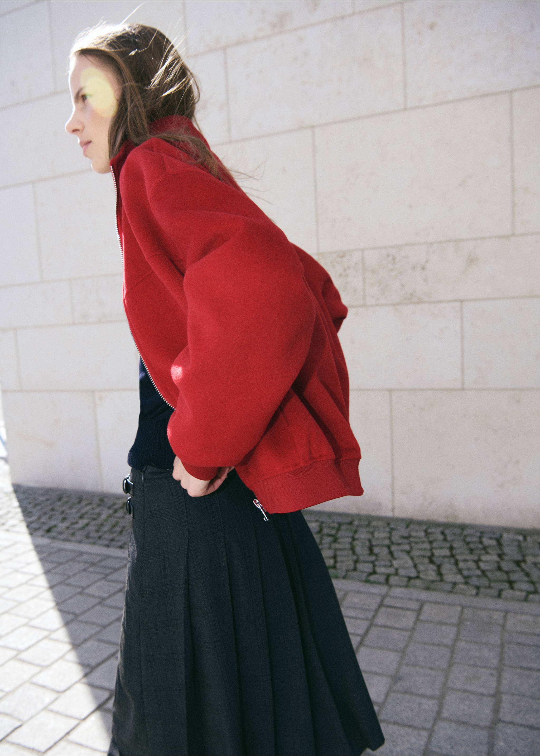 Chaqueta bomber mezcla lana - Detalle del artículo 1, Rojo. Ref: 37056741-00.