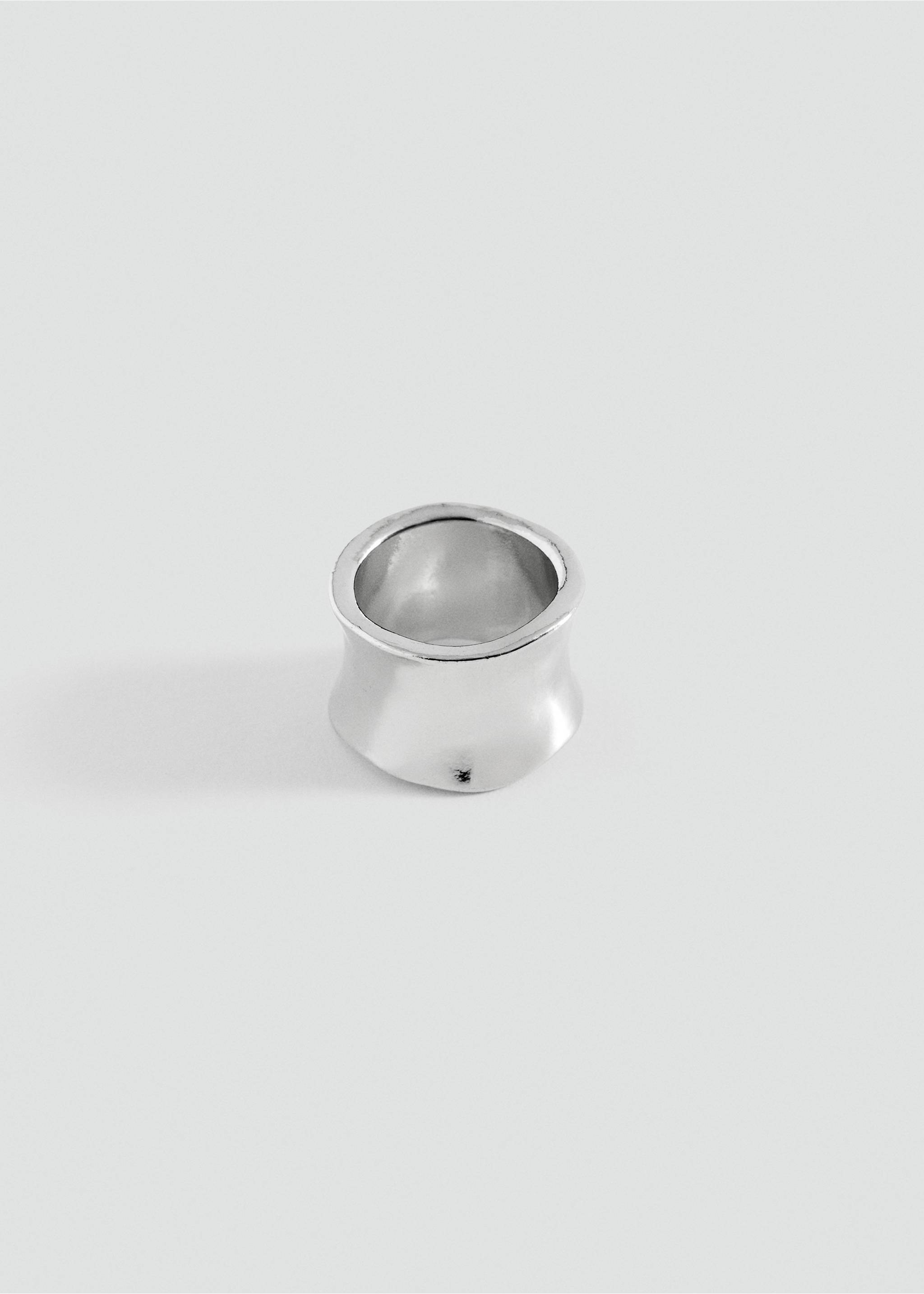 Wide metal ring with an irregular finish - Article without model, Silver. Ref: 37056749-00.